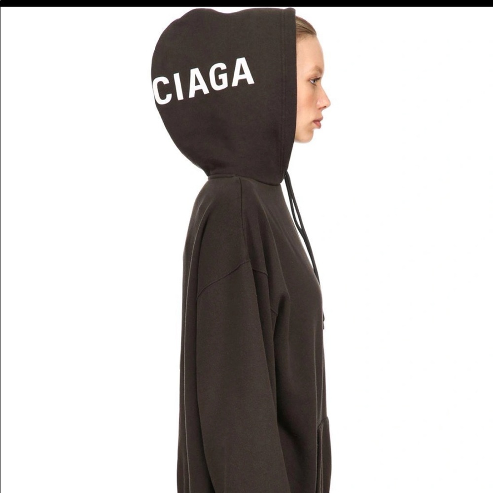 Authentic Balenciaga Hood Logo Unisex Hoodie Gray Size S (New with No Tag)